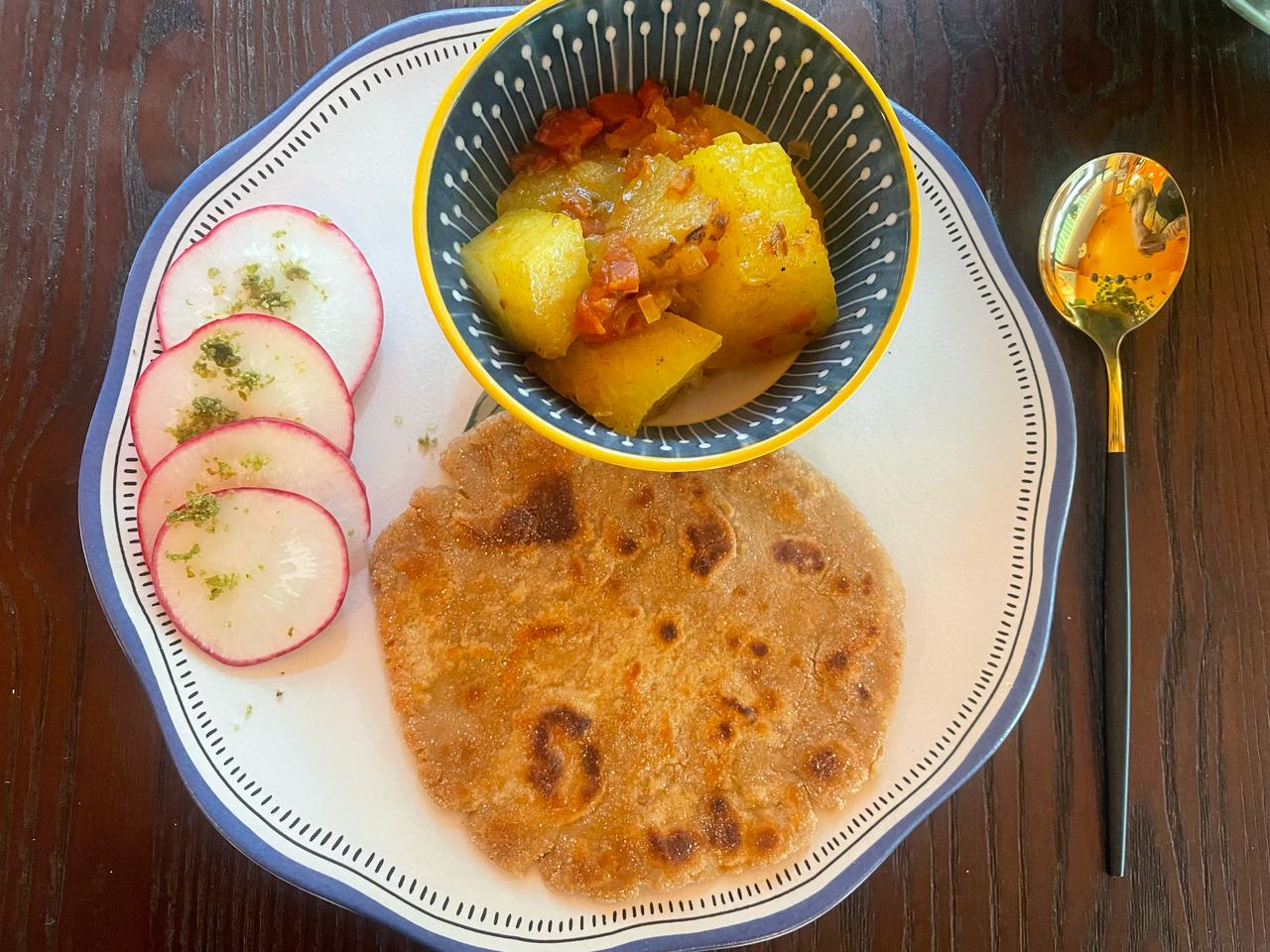 Ash gourd (petha) ki sabzi and amaranth ki Roti
